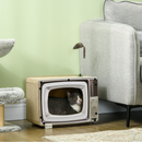 TV-Shaped Cardboard Cat House with Scratcher, Catnip & Toy Rat | Interactive Cat Hideaway