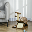 Cat Tree Activity Centre with Scratching Posts, Tunnel & Dangling Ball | Plush Cat Tower