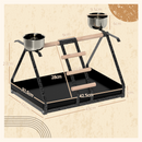 Portable Bird Stand Perch with Stainless Steel Base, Ladder & Feeding Bowls