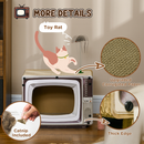 TV-Shaped Cardboard Cat House with Scratcher, Catnip & Toy Rat | Interactive Cat Hideaway