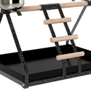 Portable Bird Stand Perch with Stainless Steel Base, Ladder & Feeding Bowls