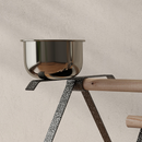 Portable Bird Stand Perch with Stainless Steel Base, Ladder & Feeding Bowls