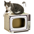 TV-Shaped Cardboard Cat House with Scratcher, Catnip & Toy Rat | Interactive Cat Hideaway